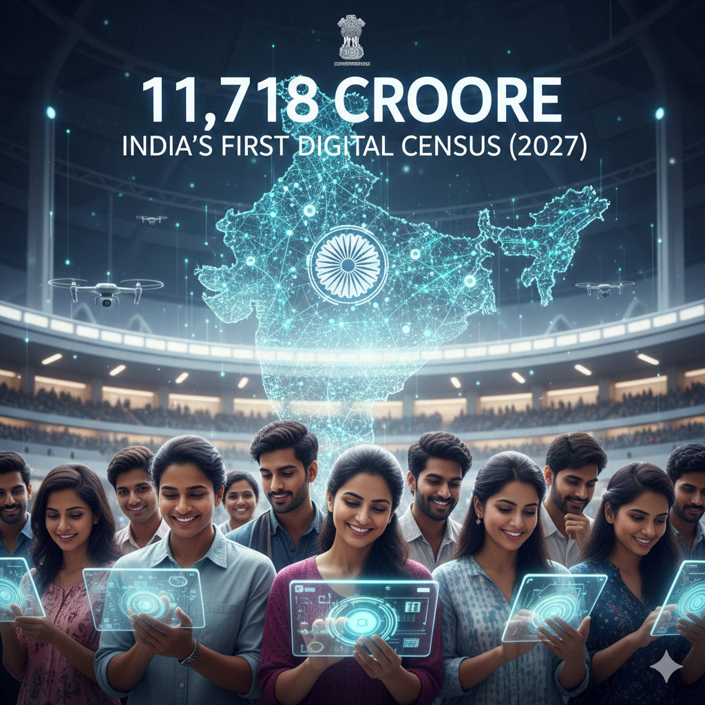 🇮🇳 Union Cabinet has approved 11,718 crore for India's First Digital Census (2027)