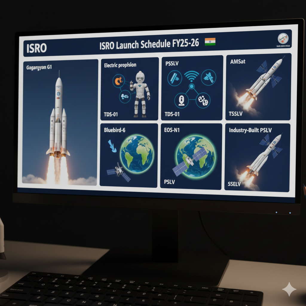 🚀 ISRO's Seven Launches by March 2026 Key Missions and Objectives